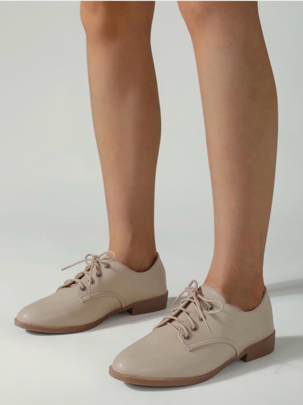 Shanyu Women Lace Up Oxford Shoes, US 8, Khaki